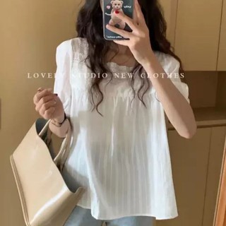 áo babydoll ren ngực cổ vuông cộc tay vintage ảnh thật