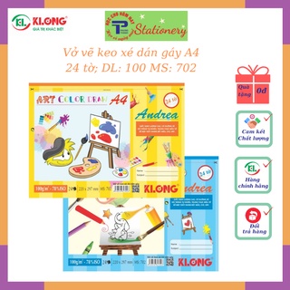 Vở vẽ A4 KLONG gáy dán keo xé dán 24 tờ định lượng 100/84 MS 702