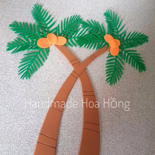 2 hình cây dừa bằng giấy xốp, 34m &amp; 36cm - Hình trang trí lớp học, mầm non, mẹt dây mây, bảng thông báo, tường nhà.....