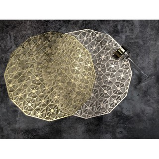 Tấm lót bàn ăn, lót lọ hoa, placemat, nhựa dẻo màu vàng và vàng hồng, đường kính 38cm, xinh, rẻ, tiện lợi