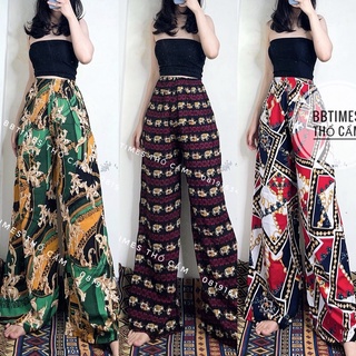 Quần ống rộng lanh thổ cẩm (Ảnh thật)