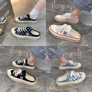Giày sục nữ MLB ny lười đạp gót các màu Đen Trắng Xanh thể thao sneaker Hot trend