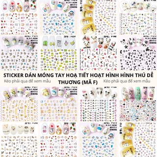 [MÃ F]Sticker, hình dán móng hoạ tiết hoạt hình hình thú siêu dễ thuơng trang trí móng tay nghệ thuật nail