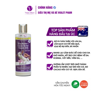 Sữa tắm sữa dê tươi bơ ca cao diệt khuẩn Hope’s Relief Shea butter &amp; Cocoa butter + Goat’s Milk Body Wash 250ml