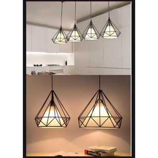 Đèn thả đơn kim cương khung sắt tĩnh điện kèm bóng led phi 250 + Video hướng dẫn lắp đặt
