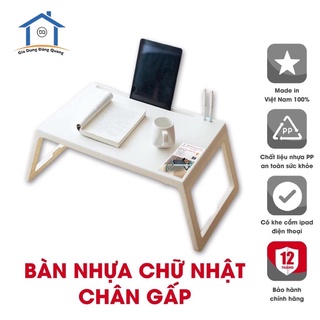 Bàn học gấp gọn nhựa Việt Nhật có khe cắm Ipad, bàn học làm việc thông minh [Hàng Chính Hãng]