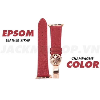 [DÂY DA THẬT] DÂY DA EPSOM MAY TAY THỦ CÔNG MÀU ĐỎ RƯỢU KHÓA PATEK CHO APPLE WATCH SERIES 1=>6 (BẢO HÀNH 1 NĂM)