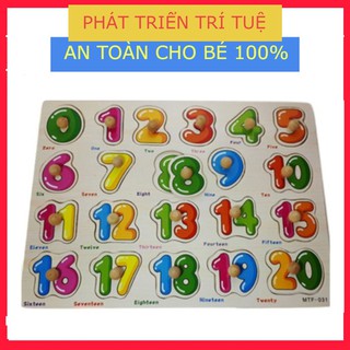 Bảng gỗ ghép hình có núm Số - Chữ Số Thông Minh Cho Bé (Đồ Chơi Trẻ Em)