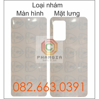 Dán PPF Samsung A72 (4G/5G) loại nhám, bóng dành cho màn hình, mặt lưng, mặt lưng full viền