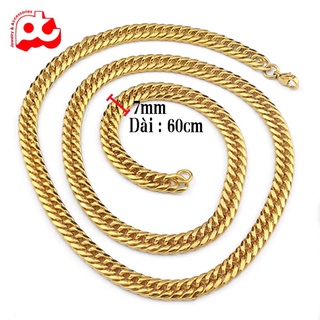 Dây chuyền nam inox thời trang kiểu lặc khít soyong kích cỡ 7mm màu mạ vàng thép không gỉ PTDCNA58
