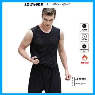 Áo ba lỗ thông hơi, lỗ lưới mịn đẹp thoáng mát, áo bo lỗ nam tập gym co giãn 4 chiều - ah store