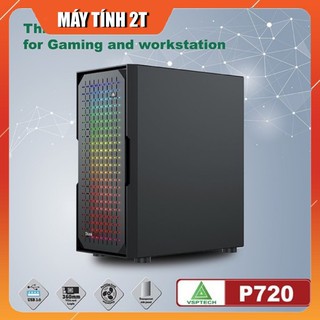 Thùng Case Máy Tính VSP P720 Led RGB Chuẩn Full ATX - Mặt Trước LED RGB và Nắp hông phải làm bằng kính cường lực