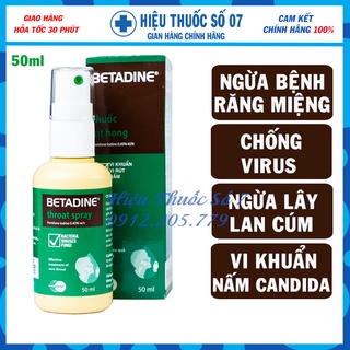 BETADINE Throat Spray 50ml - Dung dịch xịt họng, xịt miệng [povidin, povidine, betadin]