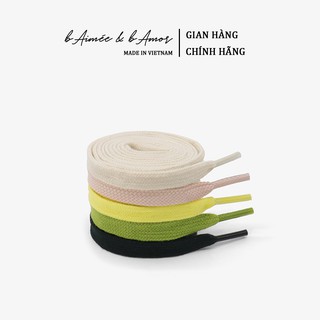 Dây giày thể thao Sneaker bản dẹt Nam Nữ chất liệu cotton màu đen trắng chính hãng bAimée &amp; bAmor 02