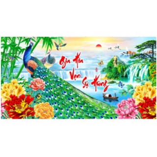 Tranh Đính Đá CÔNG GIA HÒA VẠN SỰ HƯNG (ĐÁ ABC CAO CẤP). Kích Thước: 1m20 x 60cm