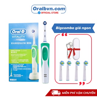 Bàn chải điện đánh răng tự động Oral-B D12 xanh lá  làm sạch răng, hạn chế viêm nướu kèm big combo quà