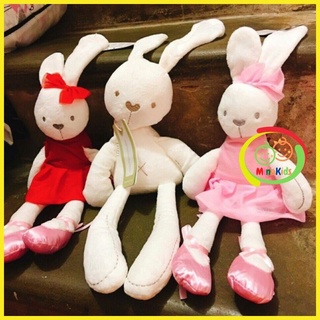 Thỏ Bông Trắng Hồng Cam Thú Bông Cho Bé Ôm Ngủ Mama Papa Chất Đẹp Mịn TB06