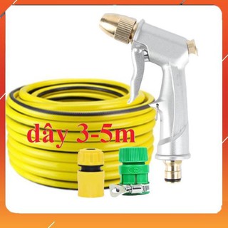 ❤️Evoucher Bộ dây vòi xịt nước rửa xe, tưới cây ✔, tăng áp 3 lần, loại 3m, 5m 206701Ođầu đồng, cút, nối PE, d.vàng