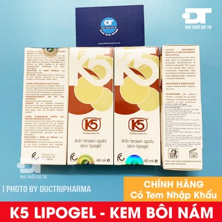 Kem Giảm Nám K5 Lipogel - Sử Dụng Tại Viện Da Liễu Trung Ương, Hiệu Quả Trên Nám Chân Sâu, Nám Mảng, Nám Sau Sinh
