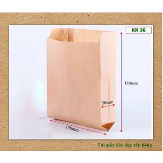 200 Túi Giấy thực phẩm N36 18x15x5 cm màu kraft nâu