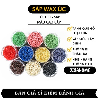 Sáp Màu Wax Lông Cao Cấp Siêu Bám Dính Không Đau Tặng Que Gạt Triệt Lông GIGAHOME Sáp Hard Beans Nhập Khẩu Túi Zip 100g