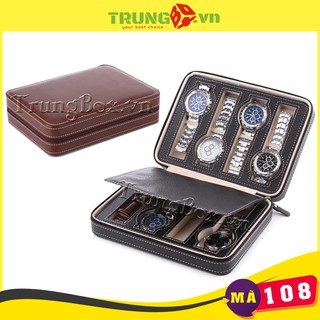 Hộp Đựng Đồng Hồ Du Lịch 8 Ngăn Kiểu Ví Da Tiện Lợi - Mã 108 | SAIKE