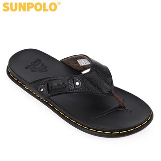 Dép Kẹp Nam Da Bò SUNPOLO Đen - KEP204