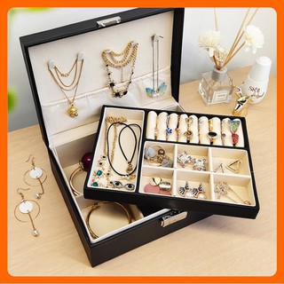 Hộp để trang sức, đồng hồ sang trọng, cỡ lớn nhiều ngăn đa năng, siêu đẹp chất liệu da
