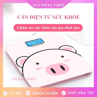 Cân Điện Tử Sức Khỏe Thông Minh Gia Đình Cầm Tay Chính Xác Con Heo Lợn Hồng Thay Pin AAA