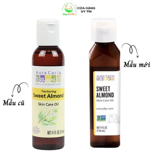 Dầu hạnh nhân ngọt ép lạnh Aura Cacia 118ml làm da mịn màng, dưỡng tóc chắc khỏe.