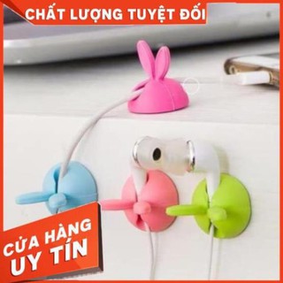 Combo 4 Kẹp Dây Điện Silicon Tai Thỏ con xinh xắn giữ dây cáp,dây điện,tai nghe điện thoại,laptop K136