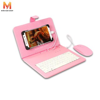 Combo bao da bàn phím kèm chuột + lót chuột cho điện thoại, máy tính bảng từ 4.5-7 inch