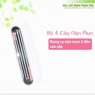 Bộ 4 cây nặn mụn đầu đen chuyên nghiệp trong spa,dụng cụ cây nặn mụn 2 đầu cao cấp