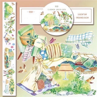 (Chiết theo chu kỳ) Băng dính washi tape hoạ tiết chủ đề picnic #1
