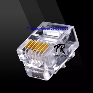 Hạt điện thoại 6 chân RJ12 (bằng đồng)100 hạt