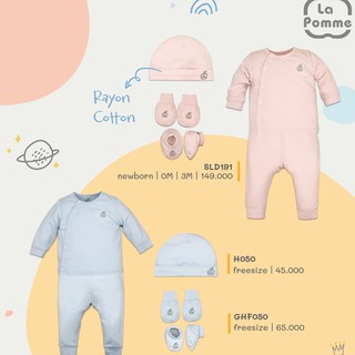 SLD189 Bộ dài tay sơ sinh La Pomme cúc lệch màu trơn