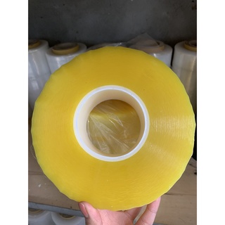 Cuộn băng keo đóng gói hàng, băng dính dán , băng keo lõi siêu mỏng nhẹ 1kg màu vàng đục