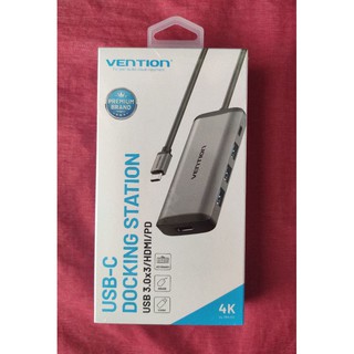 Thiết bị kết nối đa cổng Vention (5 trong 1) chuyển đổi USB Type C sang 4K HDMI, cổng sạc PD và 3 cổng USB 3.0