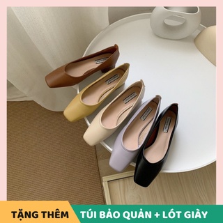 Giày nữ mũi vuông dáng Hàn Quốc thanh lịch gót vuông cao 4cm