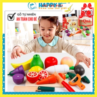 Đồ Chơi Nấu Ăn Bộ Cắt Hoa Quả, Rau Củ Học Làm Bếp Bằng Gỗ Với Nam Châm Từ Tính Cho Bé TRITUEVIET