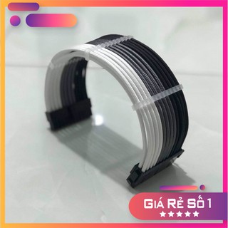 Dây nguồn mix màu bọc lưới 24Pin- 8 pin -6Pin - 4Pin lõi 18AWG cho VGA và CPU (mix màu theo yêu cầu) - Trắng Xám Đen