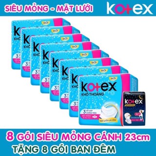 Lốc 8 Gói Băng Vệ Sinh Kotex Khô Thoáng Siêu Mỏng Cánh 8miếng/gói (Có Tặng)