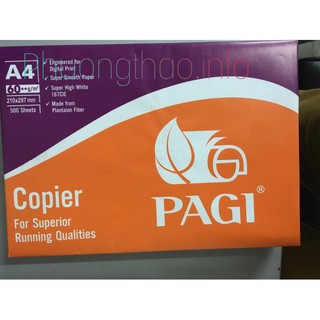 Giấy in A4 Pagi ĐL60, 500 tờ/ram - Giấy Indonesia