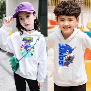 Áo Sonic ao hoodie in hình phim hoạt hình sonic nhím xanh tốc độ cực chất màu trắng cho bé trai bé gái