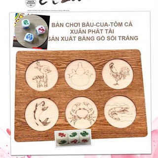 Bộ Bầu Cua Tôm Cá Bằng Gỗ Siêu Bền Hạt Lắc Bằng Đá Đồ Chơi Tết 2021