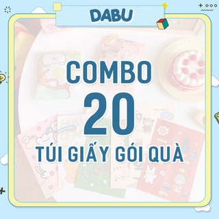 Combo 20 túi giấy gói quà DABU hình dễ thương đủ size lớn nhỏ