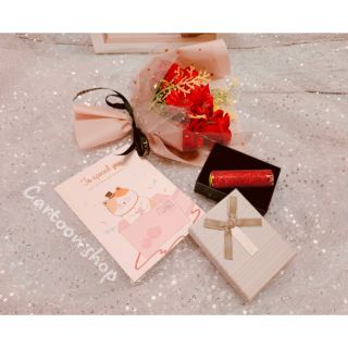 Set quà tặng 20/10 (hoa sáp, son, thiệp)
