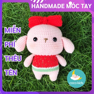 [FREESHIP + HANDMADE 100%] Thú bông móc len Lợn đeo nơ PEPPA cao cấp Coco Kids, đồ chơi thú bông len cao cấp và an toàn