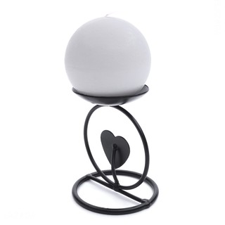 Combo 1 chân đế nến mỹ thuật hình vòng tim Eden Candle EDC-N017 + 1 nến thơm banh tròn D7 MIC4541 7 cm (Trắng)
