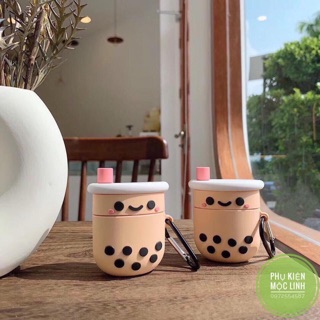 Case Silicon Trà sữa chân trâuVỏ bao Airpods 1 2 Pro 3 AirPod đựng tai nghe không dây i11 i12 ... tặng kèm móc đeo